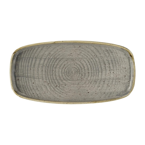 Churchill Stonecast Peppercorn Grey Chefs' Walled Oblong Plate 300mm (Pack of 12) - DX022 Plates Churchill