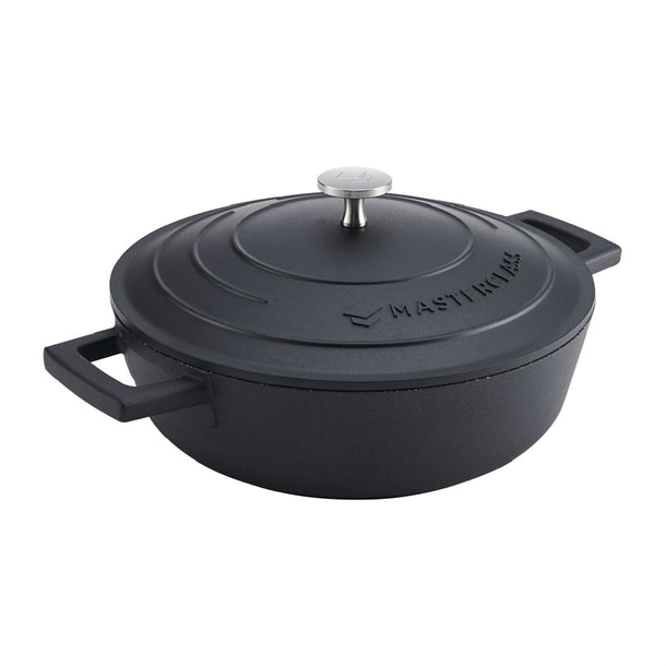 MasterClass Cast Aluminium Shallow Casserole Black 2500ml - DX366 Casserole & Stew Pans Master Class
