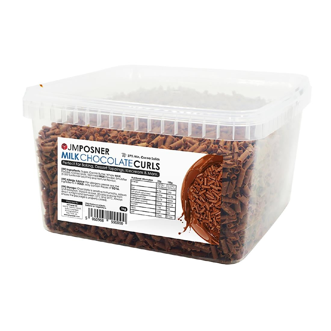 JM Posner Milk Chocolate Curls (Rainforest Alliance Cocoa) - 4Kg - DX510 JM Posner