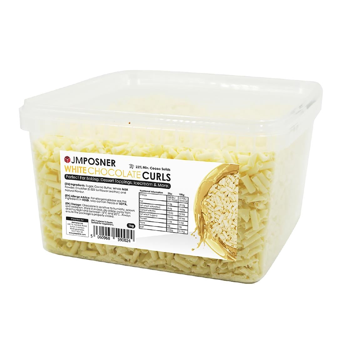 JM Posner White Chocolate Curls (Rainforest Alliance Cocoa) - 4Kg - DX511 JM Posner