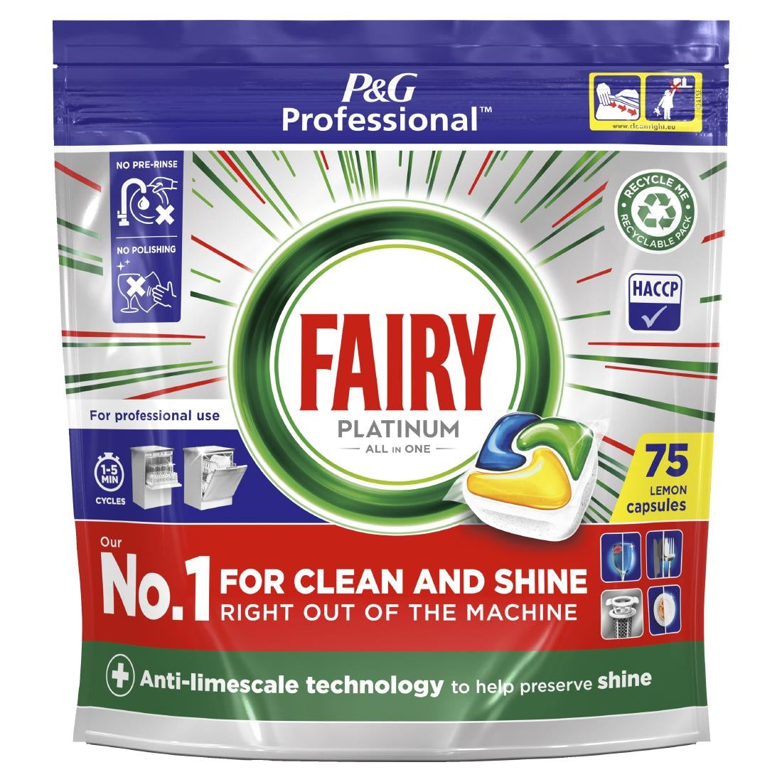Fairy Professional Platinum Dishwasher Tablets Lemon (Pack of 3 x 75) - DX544 P&G Professional