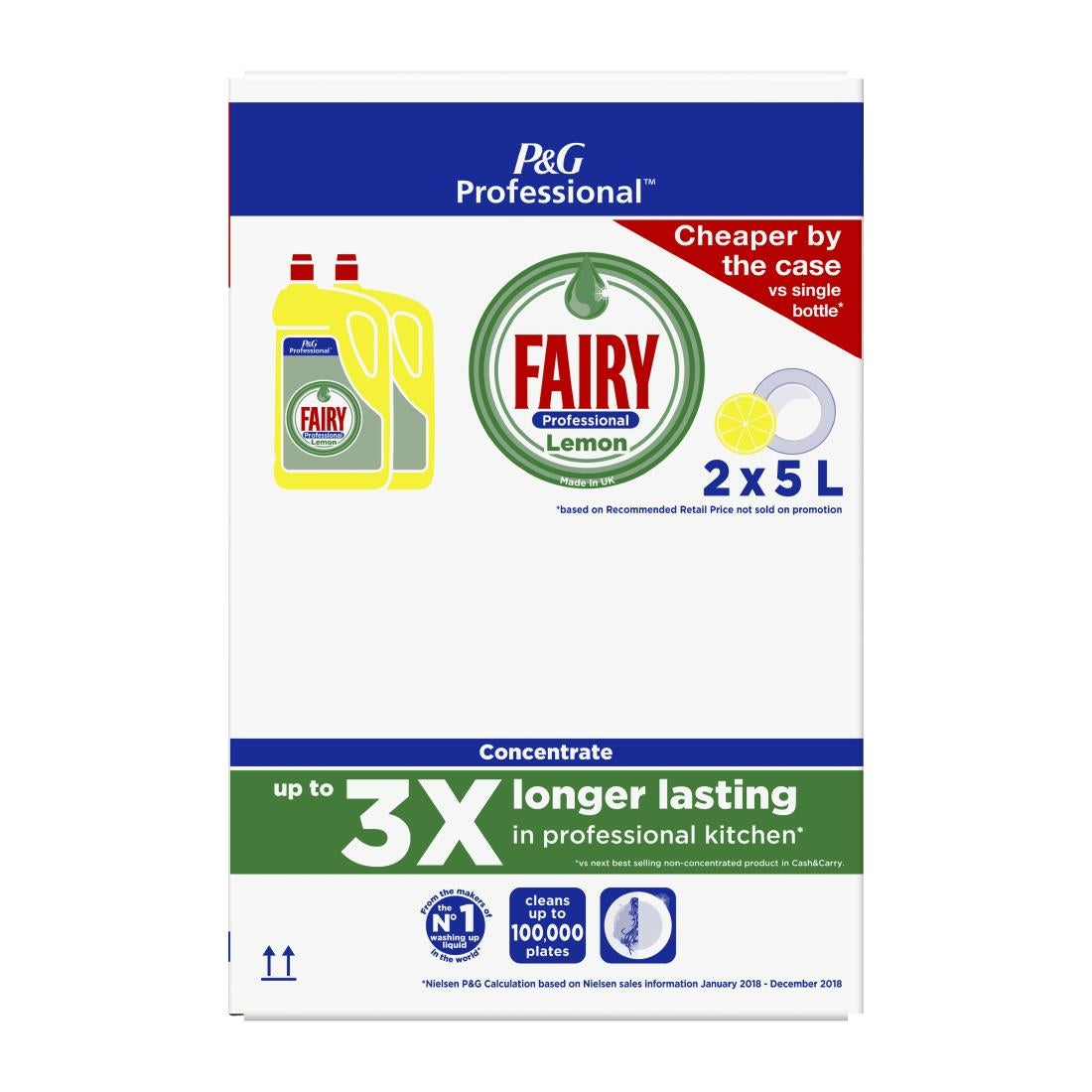 Fairy Professional Washing Up Liquid Lemon 5Ltr (Pack of 2) - DX553 P&G Professional