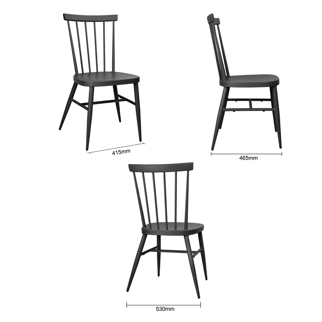 Bolero Windsor Aluminium Black Chairs (Pack of 4) - DX686 Metal Dining Chairs Bolero