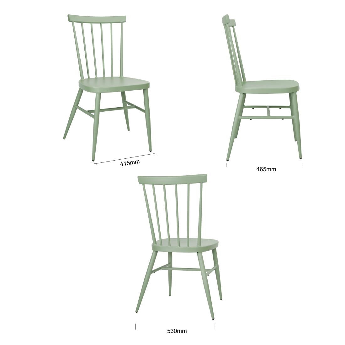 Bolero Windsor Aluminium Green Chairs (Pack of 4) - DX687 Metal Dining Chairs Bolero