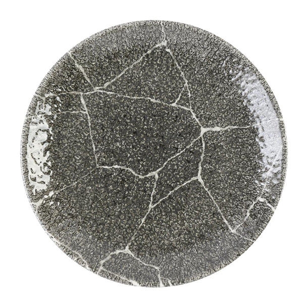 Churchill Studio Prints Kintsugi Quartz Black Coupe Plate 165mm (Pack of 12) - DX807 Plates Churchill Super Vitrified