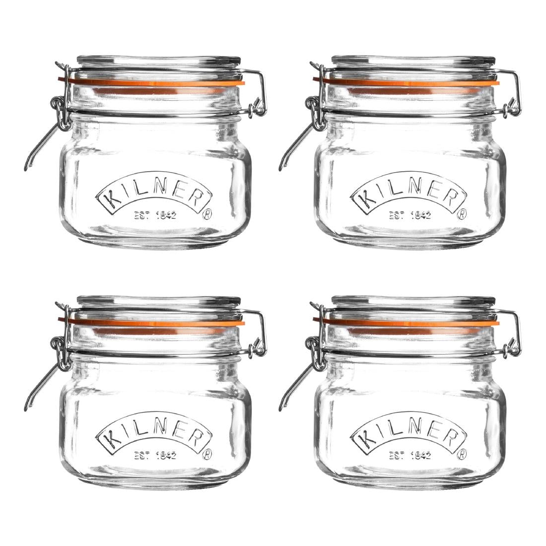 Kilner Square Clip Top Jar 0.5Ltr (Pack 4) - DX961 Kilner