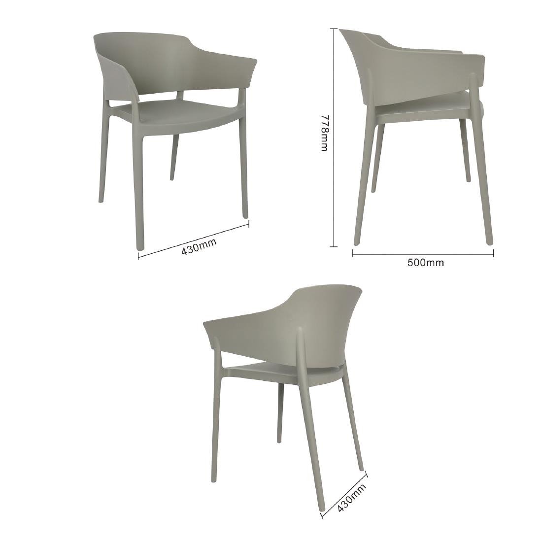 Bolero Lorenzo Cafe Chairs Medium Grey (Pack of 2) - DX970 Plastic Chairs Bolero