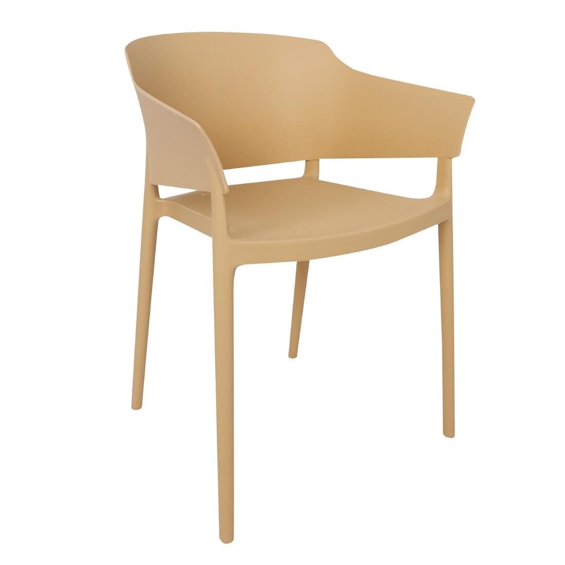 Bolero Lorenzo Cafe Chairs Warm Cream (Pack of 2) - DX972 Plastic Chairs Bolero