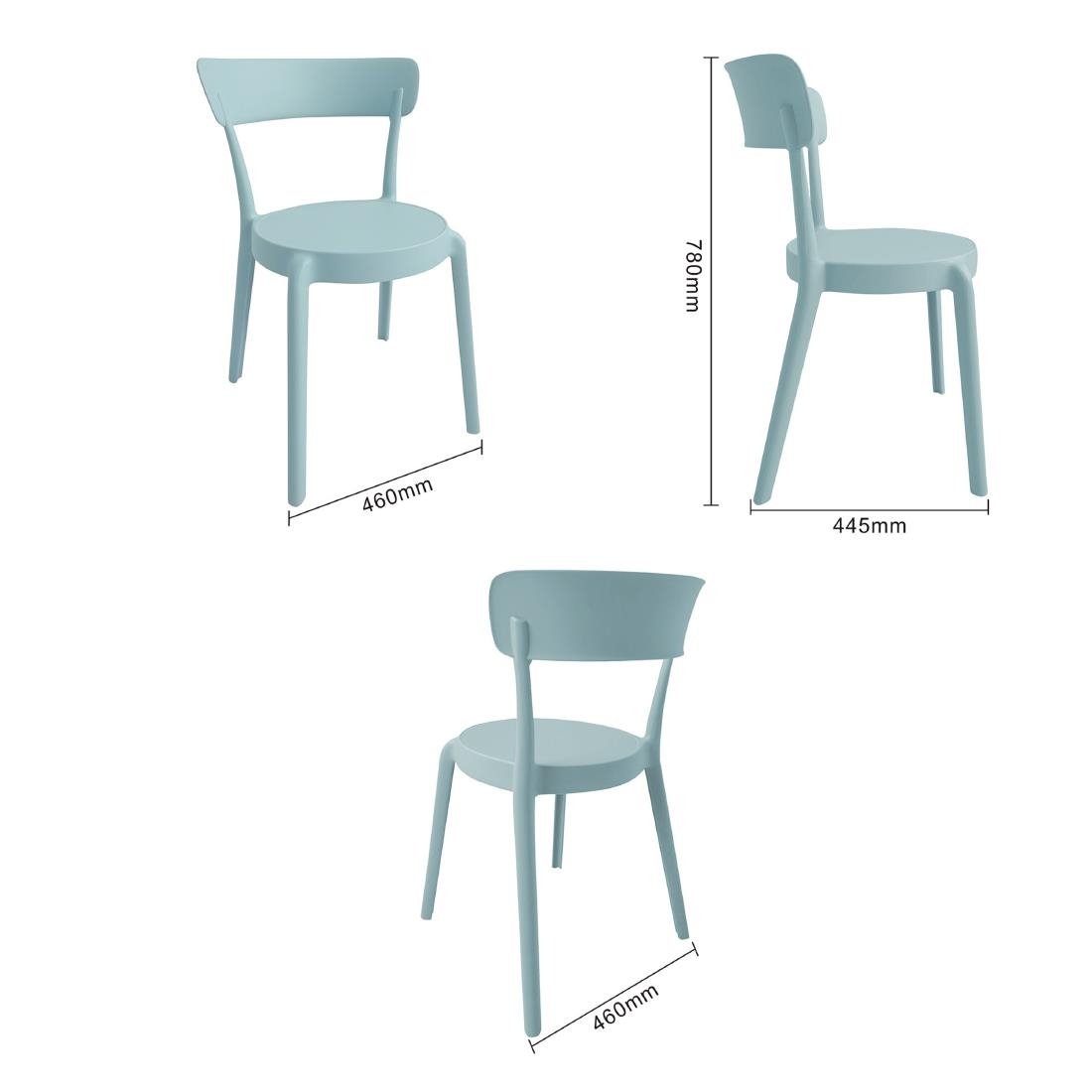 Bolero Mila Café Chairs Icy Blue (Pack of 2) - DX973 Plastic Chairs Bolero