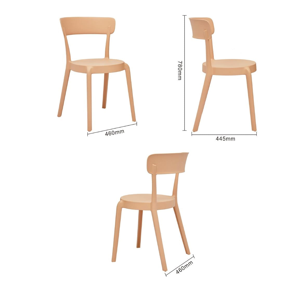 Bolero Mila Café Chairs Light Salmon (Pack of 2) - DX975 Plastic Chairs Bolero