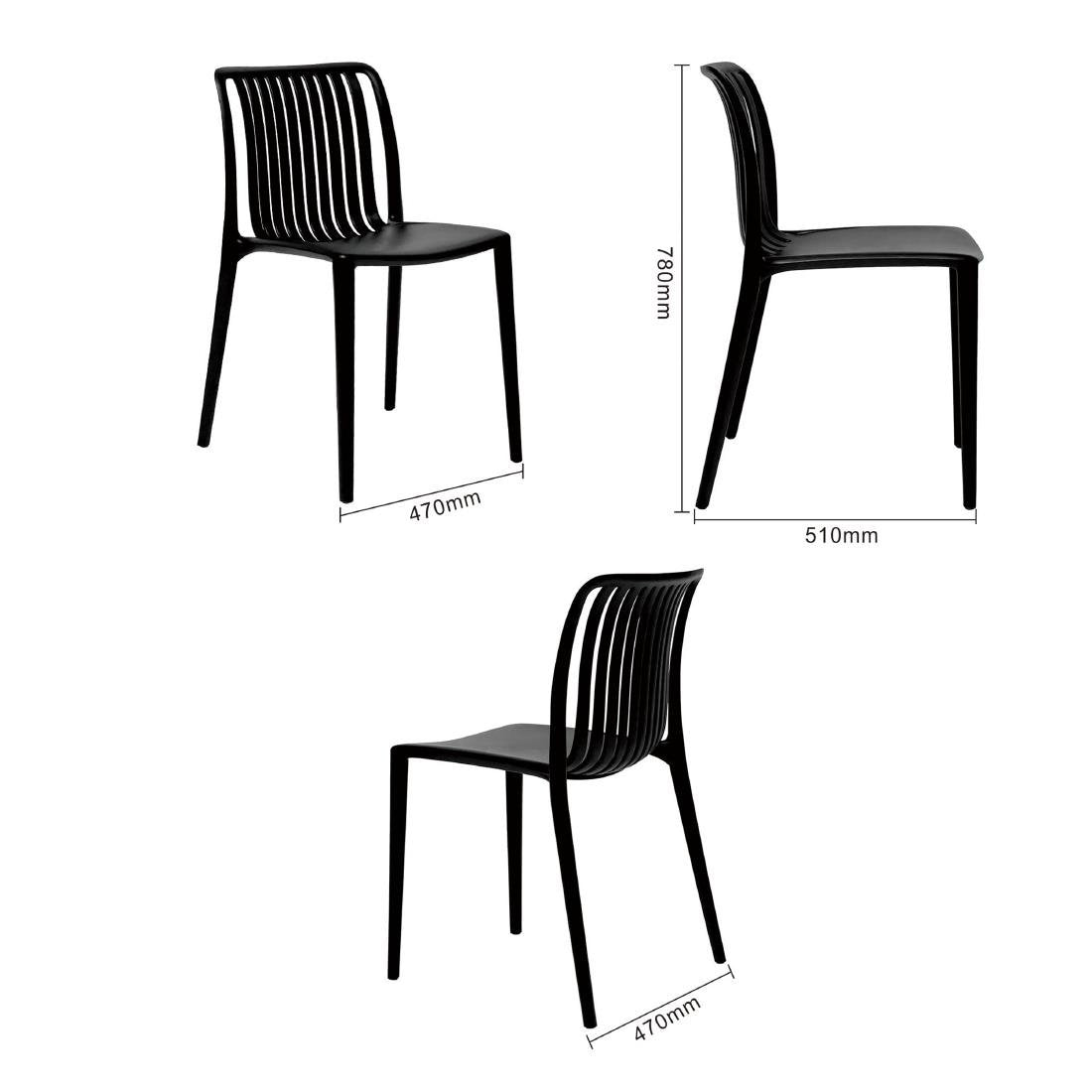 Bolero Verona Café Chairs Black (Pack of 2) - DX976 Plastic Chairs Bolero