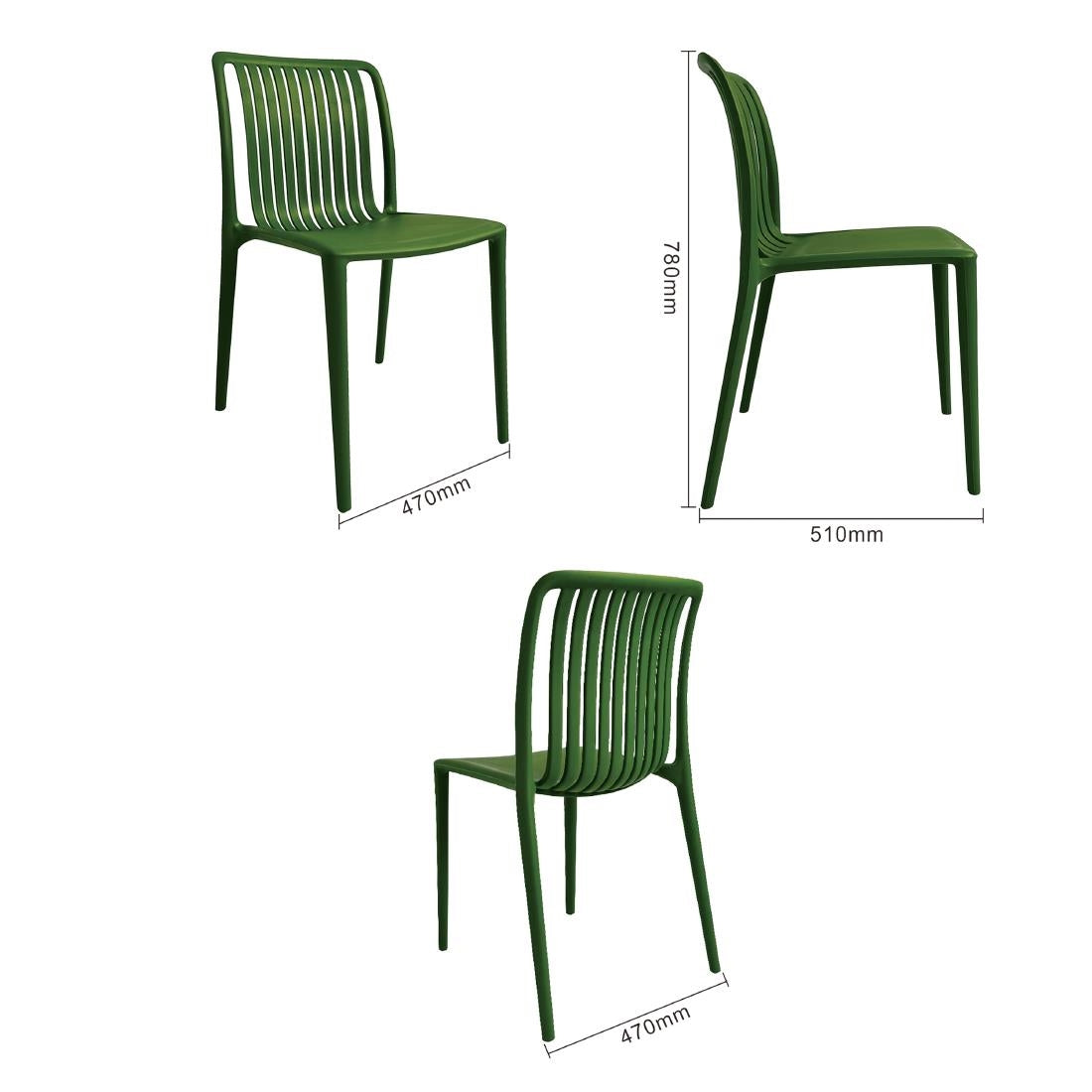 Bolero Verona Café Chairs Forest Green (Pack of 2) - DX978 Plastic Chairs Bolero