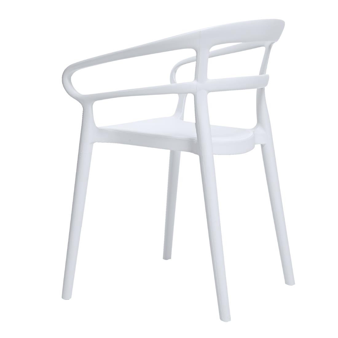 Bolero Mateo Café Chairs White (Pack of 2) - DX979 Plastic Chairs Bolero