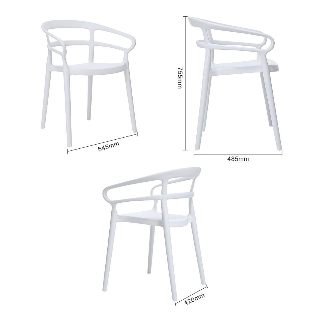 Bolero Mateo Café Chairs White (Pack of 2) - DX979 Plastic Chairs Bolero