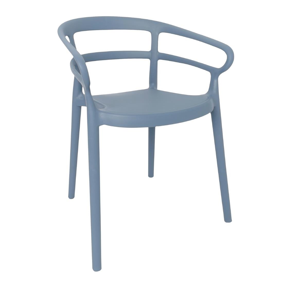 Bolero Mateo Café Chairs Slate Blue (Pack of 2) - DX980 Plastic Chairs Bolero