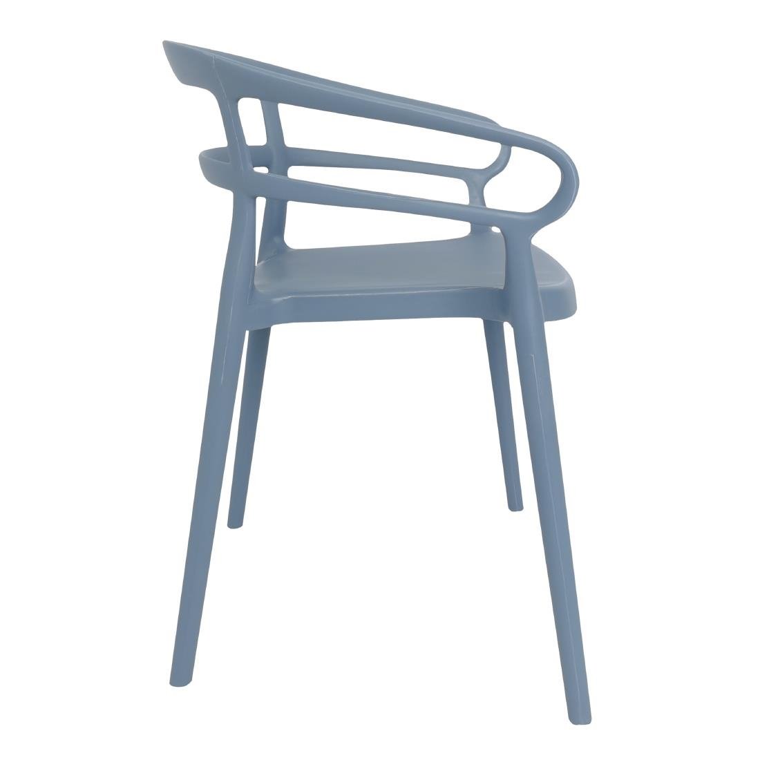 Bolero Mateo Café Chairs Slate Blue (Pack of 2) - DX980 Plastic Chairs Bolero