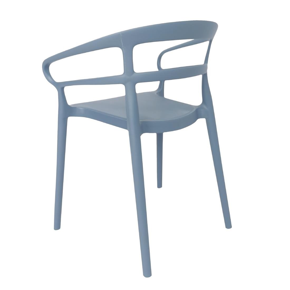 Bolero Mateo Café Chairs Slate Blue (Pack of 2) - DX980 Plastic Chairs Bolero