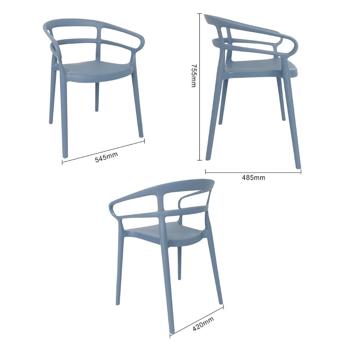 Bolero Mateo Café Chairs Slate Blue (Pack of 2) - DX980 Plastic Chairs Bolero