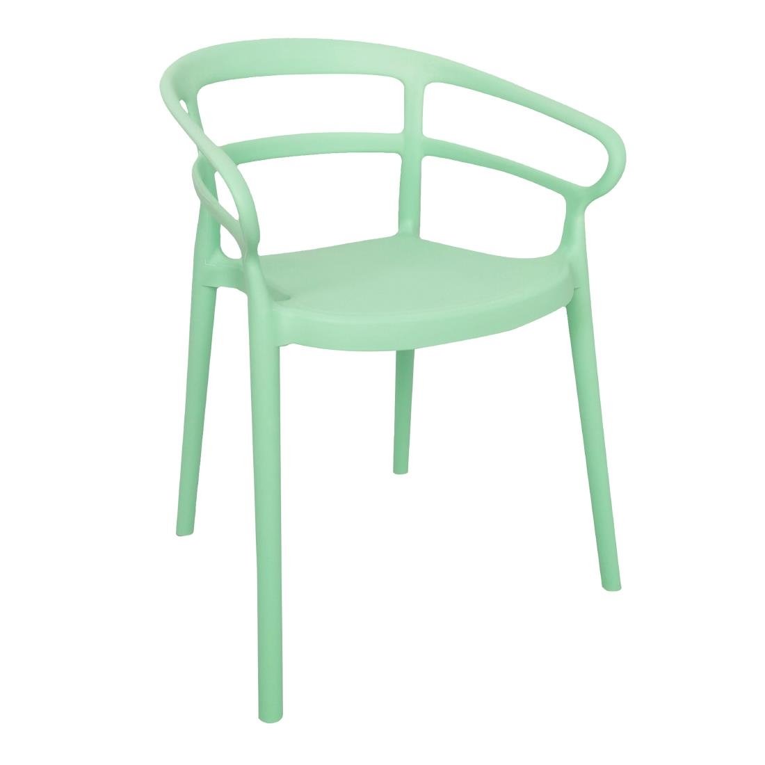 Bolero Mateo Café Chairs Mint Green (Pack of 2) - DX981 Plastic Chairs Bolero