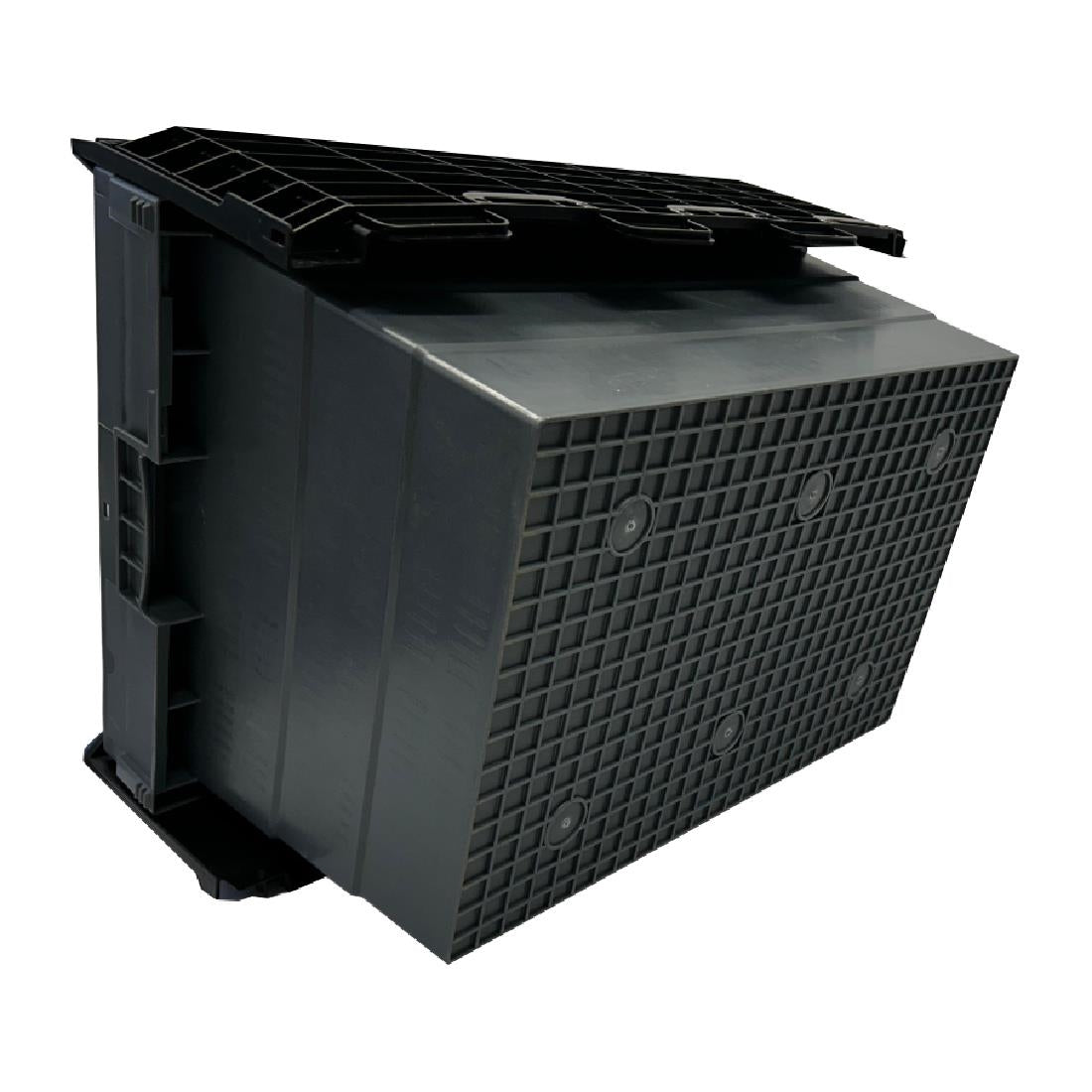 Vogue Plastic Transport Storage Crate with Attached Lid 600x400x320mm - DX995 Vogue