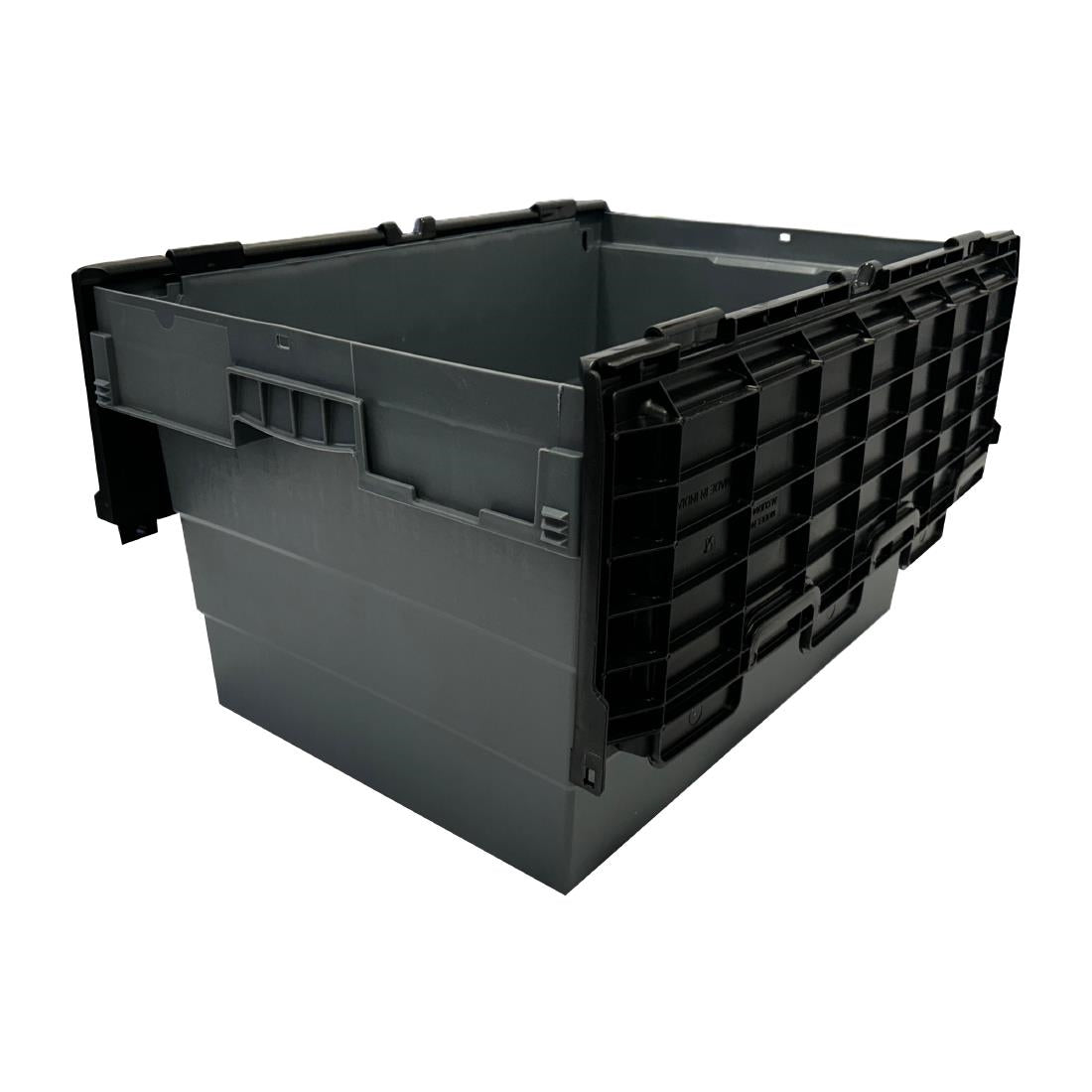 Vogue Plastic Transport Storage Crate with Attached Lid 600x400x320mm - DX995 Vogue