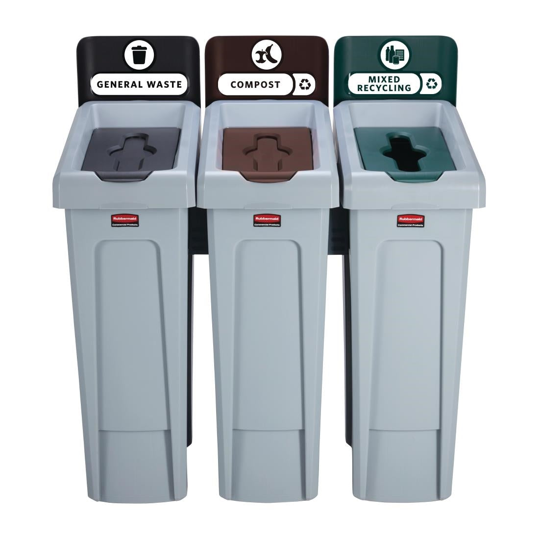 Rubbermaid Slim Jim Three Stream Recycling Station 87Ltr - DY080 Rubbermaid