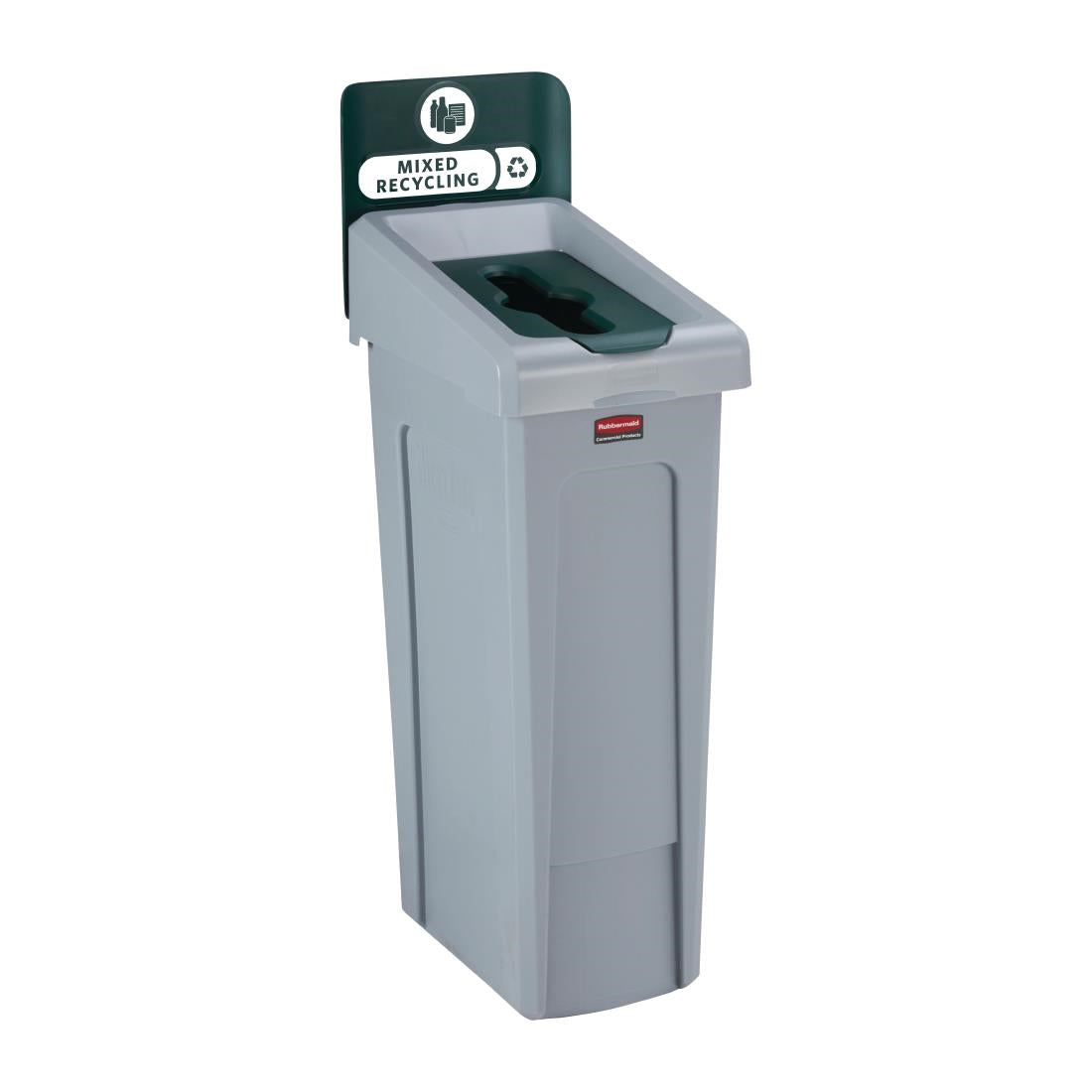 Rubbermaid Slim Jim Mixed Recycling Station Green 87Ltr - DY084 Rubbermaid
