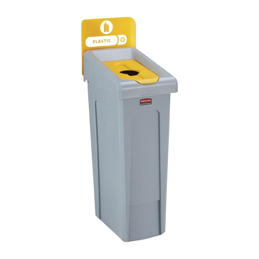 Rubbermaid Slim Jim Plastic Recycling Station Yellow 87Ltr - DY085 Rubbermaid