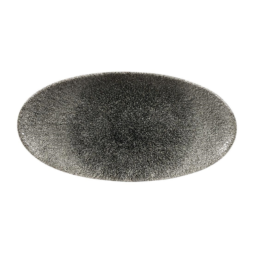 Churchill Studio Prints Raku Oval Plates Quartz Black 299mm (Pack of 12) - DY212 Plates Churchill