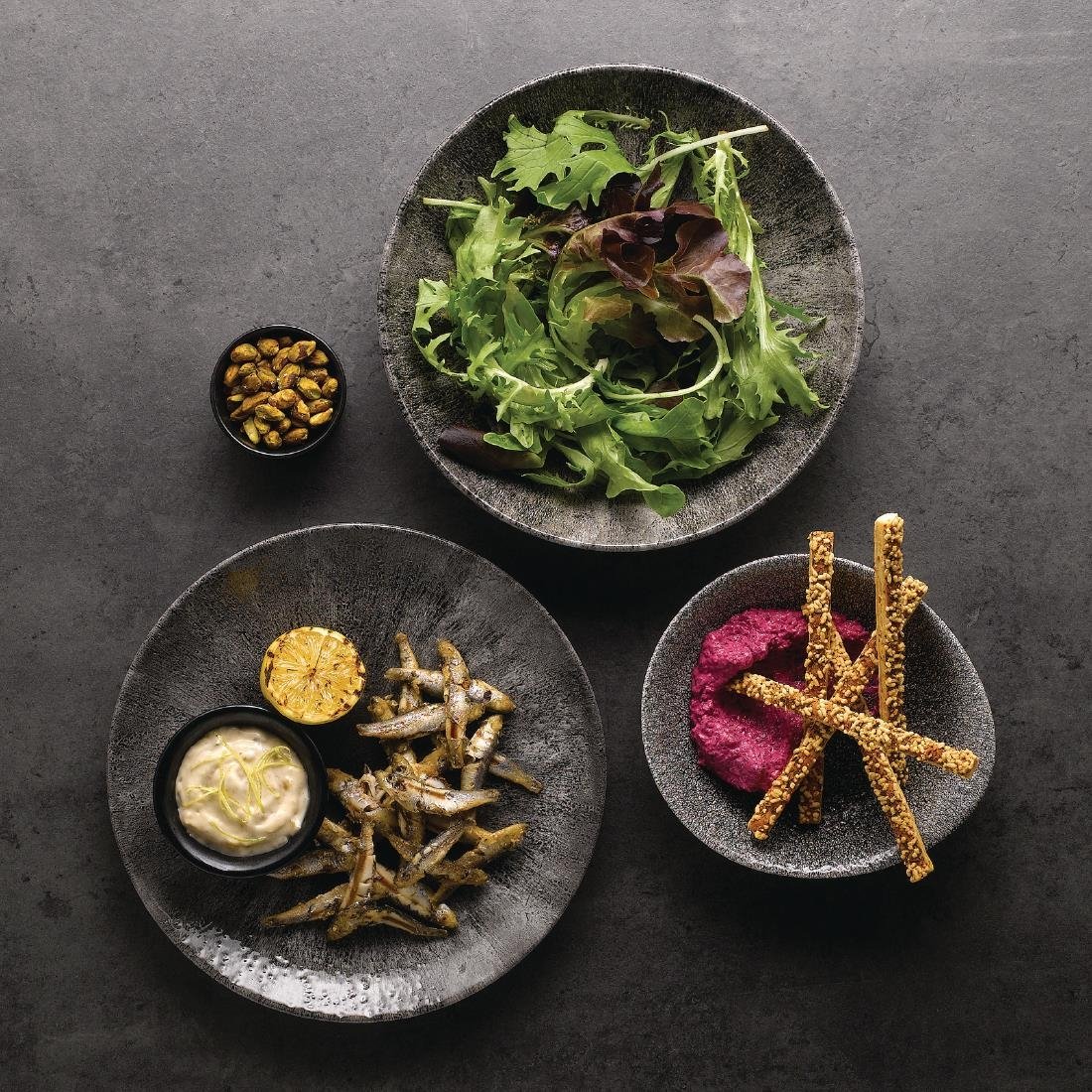 Churchill Stone Quartz Black Evolve Coupe Bowls 248mm (Pack of 12) - DY897 Bowls Churchill