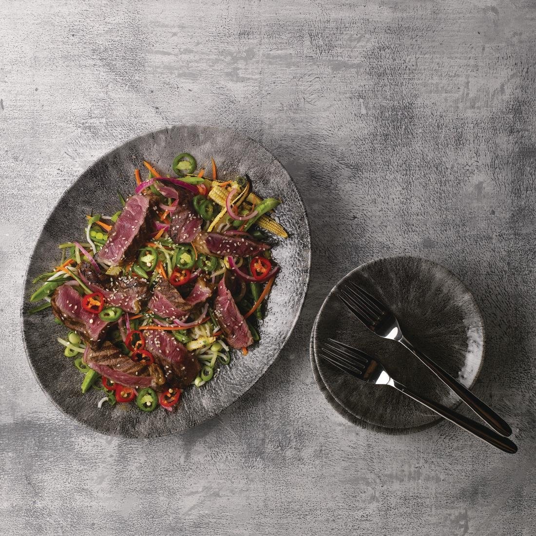 Churchill Stone Quartz Black Orbit Oval Coupe Plates 317mm (Pack of 12) - DY898 Plates Churchill