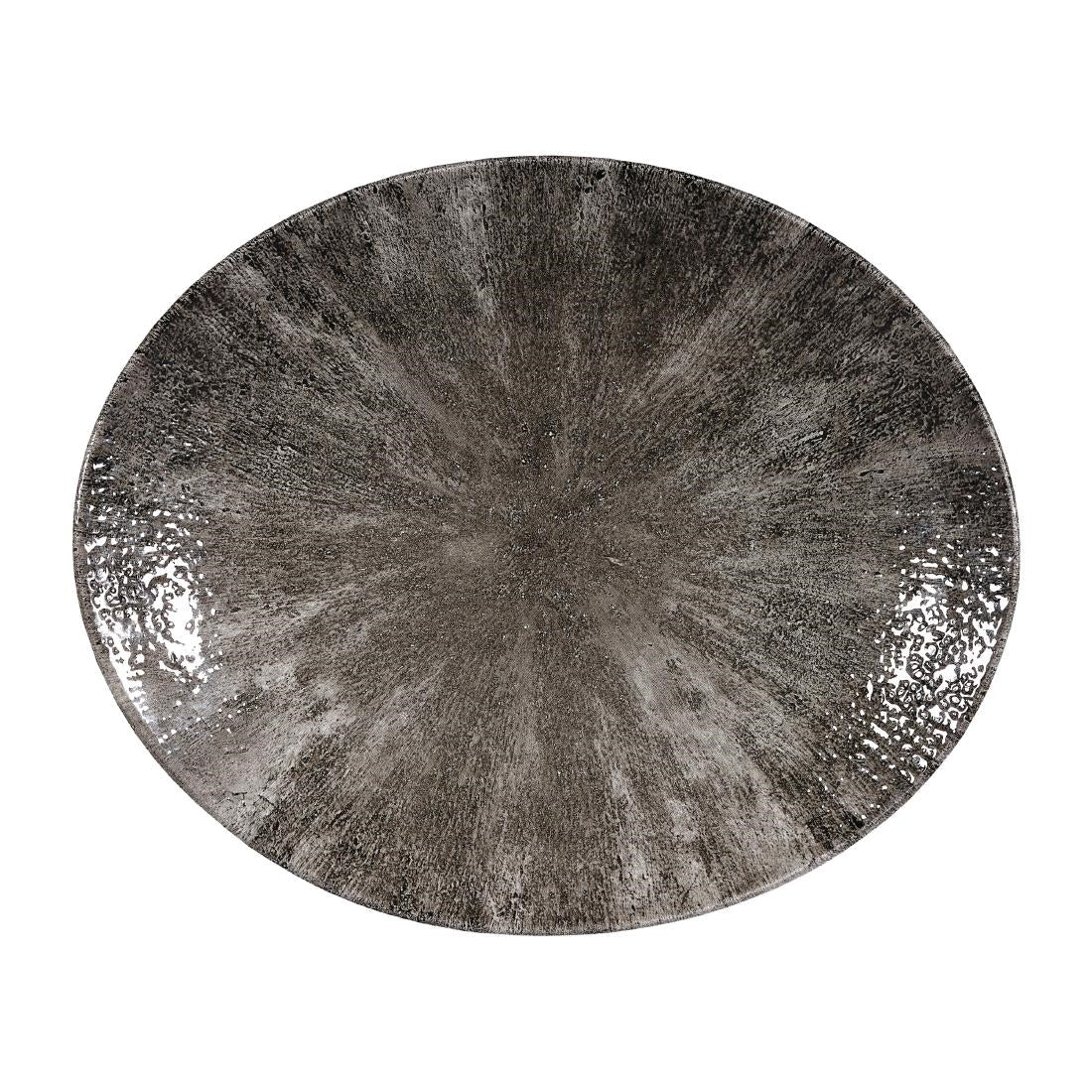 Churchill Stone Quartz Black Orbit Oval Coupe Plates 270mm (Pack of 12) - DY899 Plates Churchill
