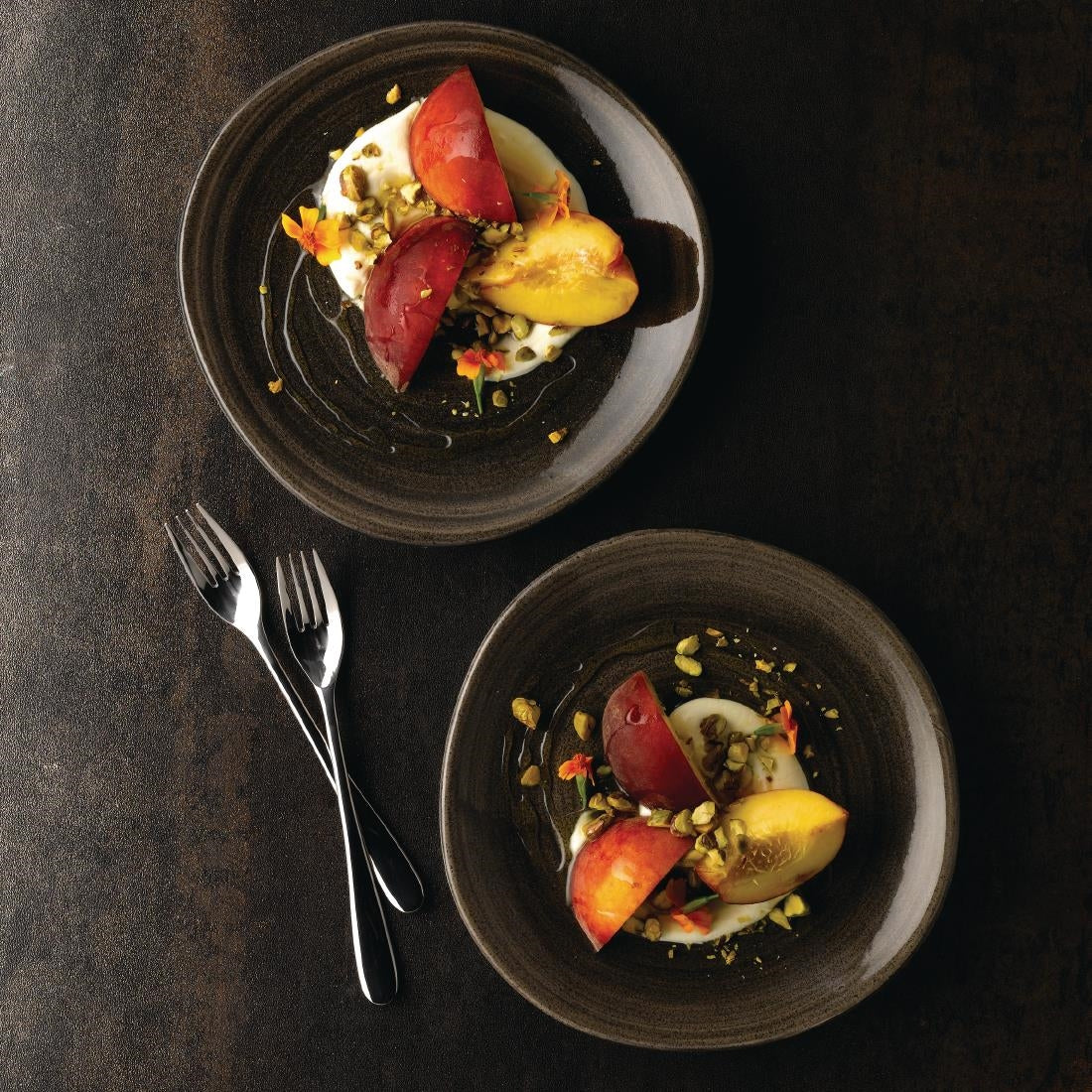 Churchill Stonecast Patina Round Trace Plates Iron Black 210mm (Pack of 12) - DY905 Plates Churchill