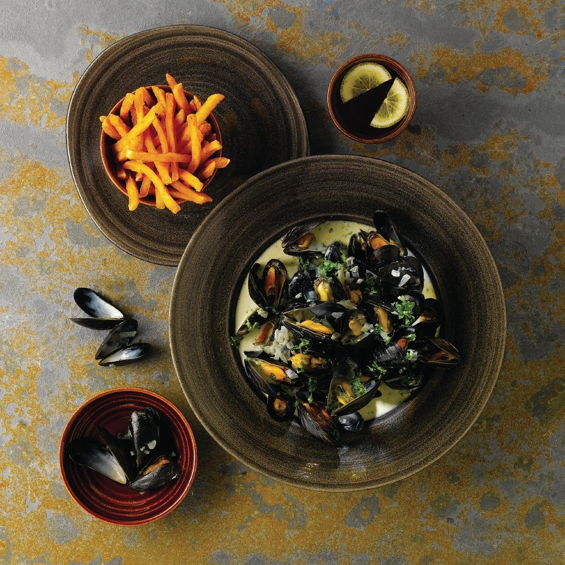 Churchill Stonecast Patina Profile Wide Rim Bowls Iron Black 280mm (Pack of 12) - DY909 Bowls Churchill