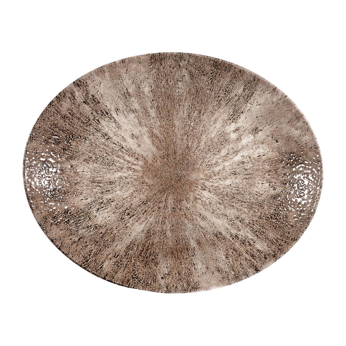Churchill Stone Zircon Brown Orbit Oval Coupe Plates 270mm (Pack of 12) - DY917 Plates Churchill