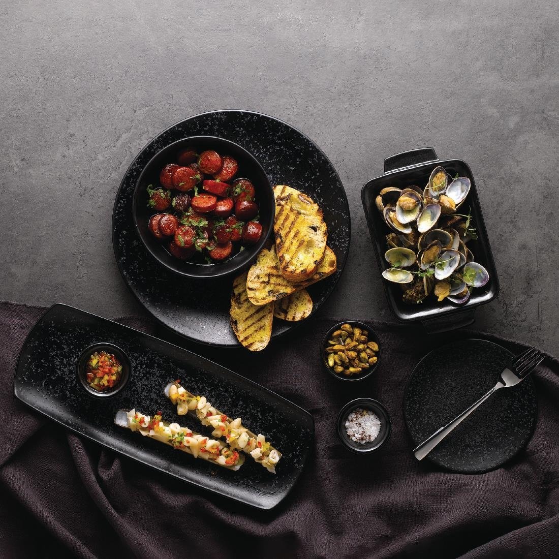 Churchill Menu Shades Caldera Ash Rectangular Plates 140mm (Pack of 6) - DY934 Plates Churchill