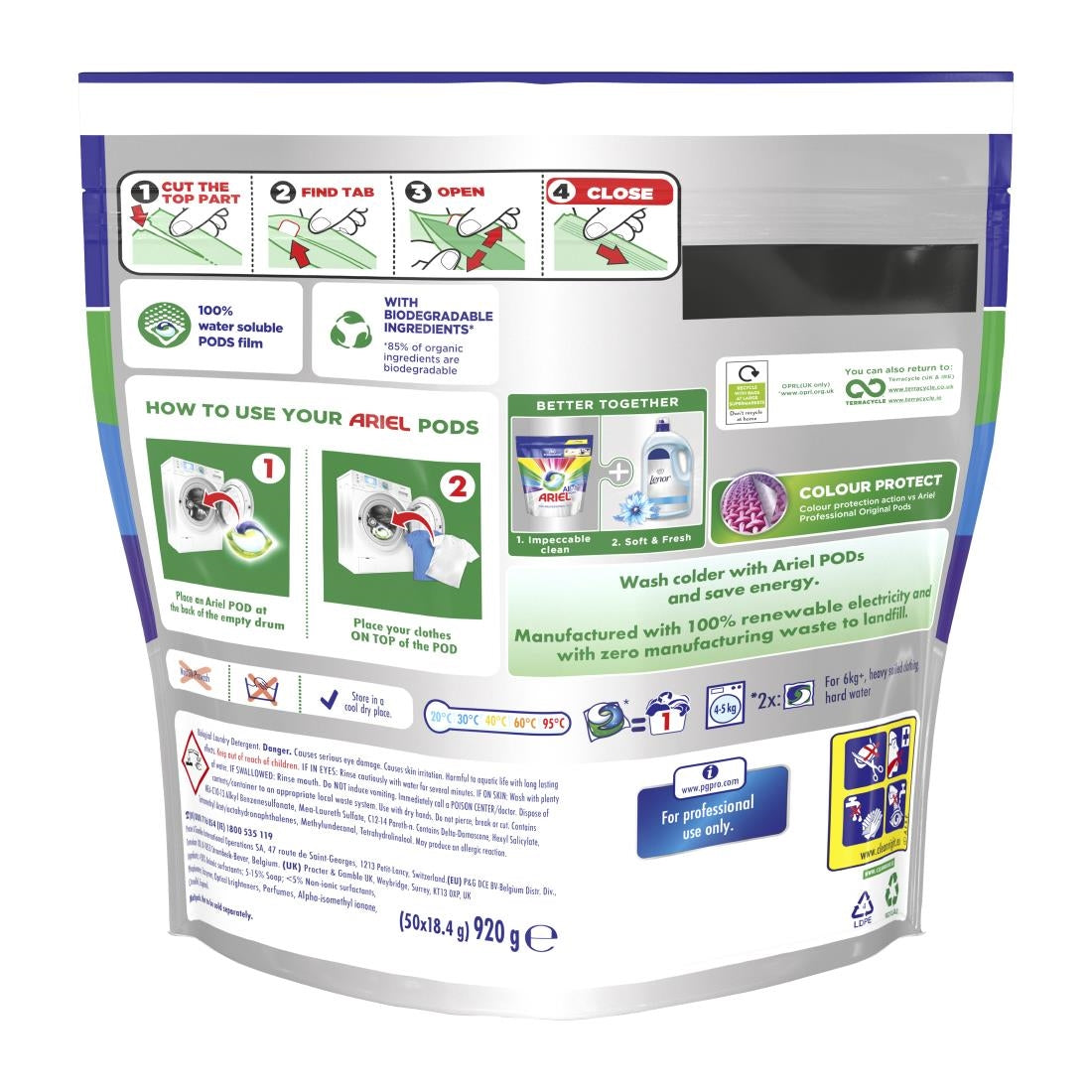 Ariel Professional All-In-1 Pods Washing Liquid Laundry Detergent Colour (Pack of 100) - DZ457 P&G Professional