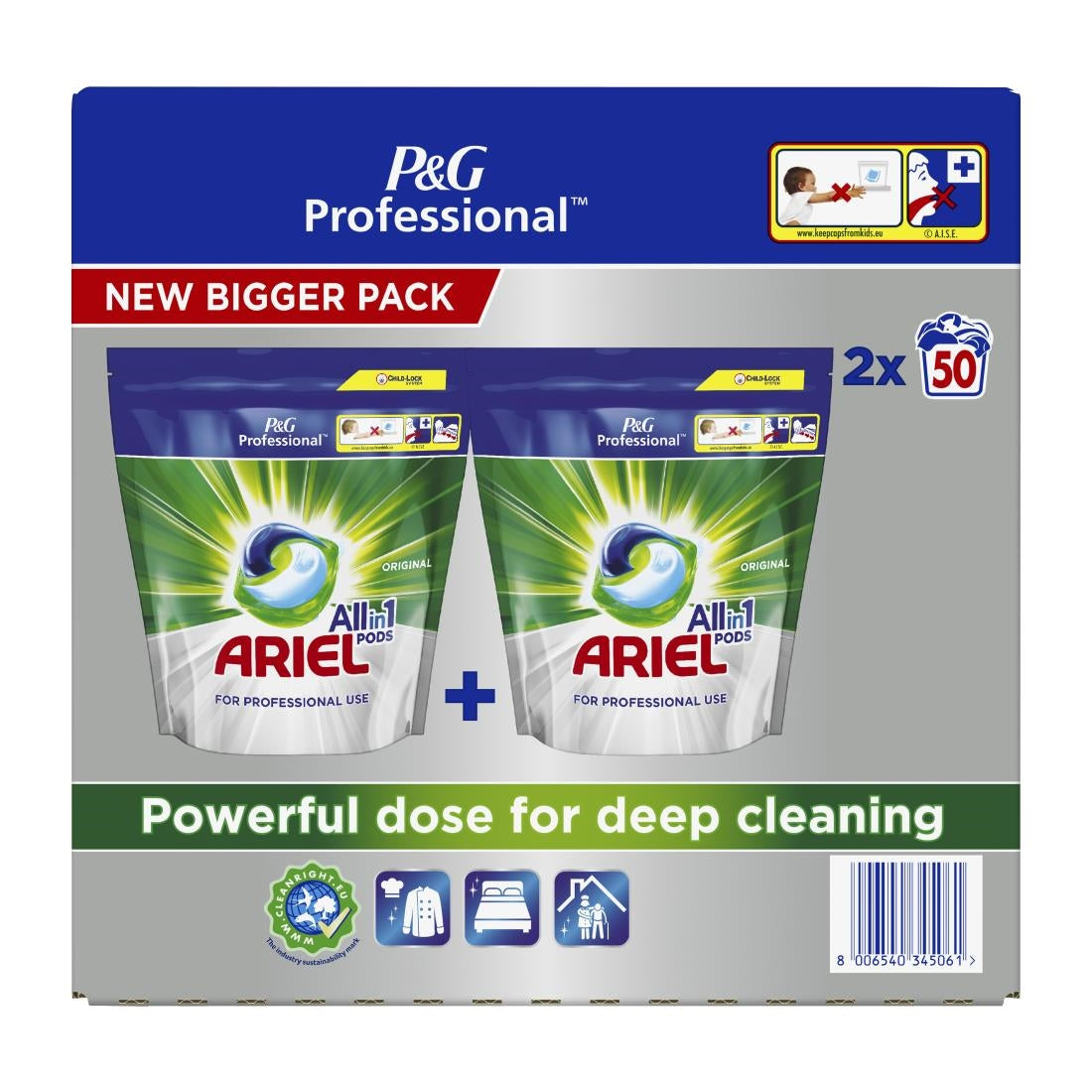 Ariel Professional All-In-1 Pods Washing Liquid Laundry Detergent Regular (Pack of 100) - DZ458 P&G Professional