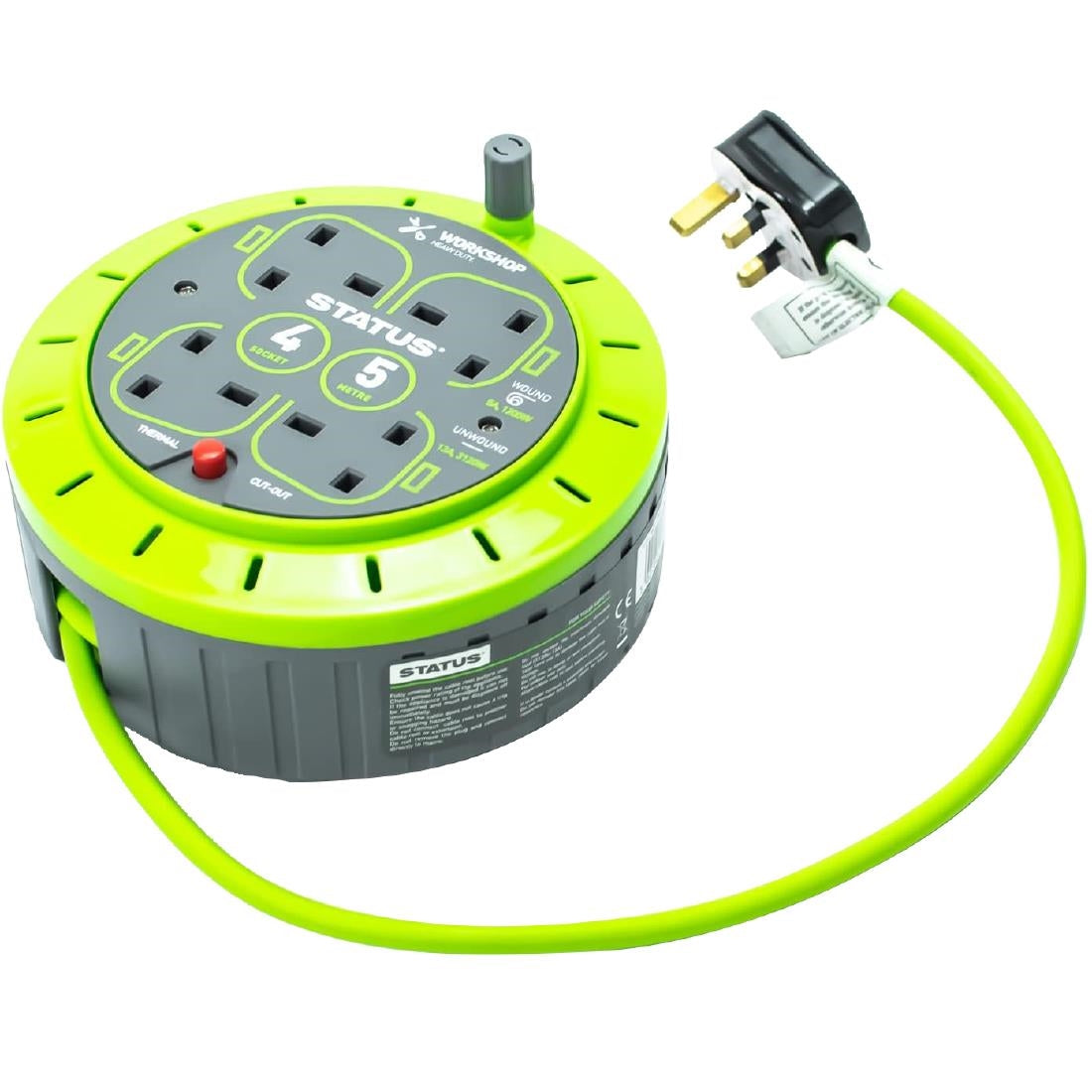 Status 4 Socket Cable Reel with Thermal Cut Out 13Amp 5m - DZ472 Status
