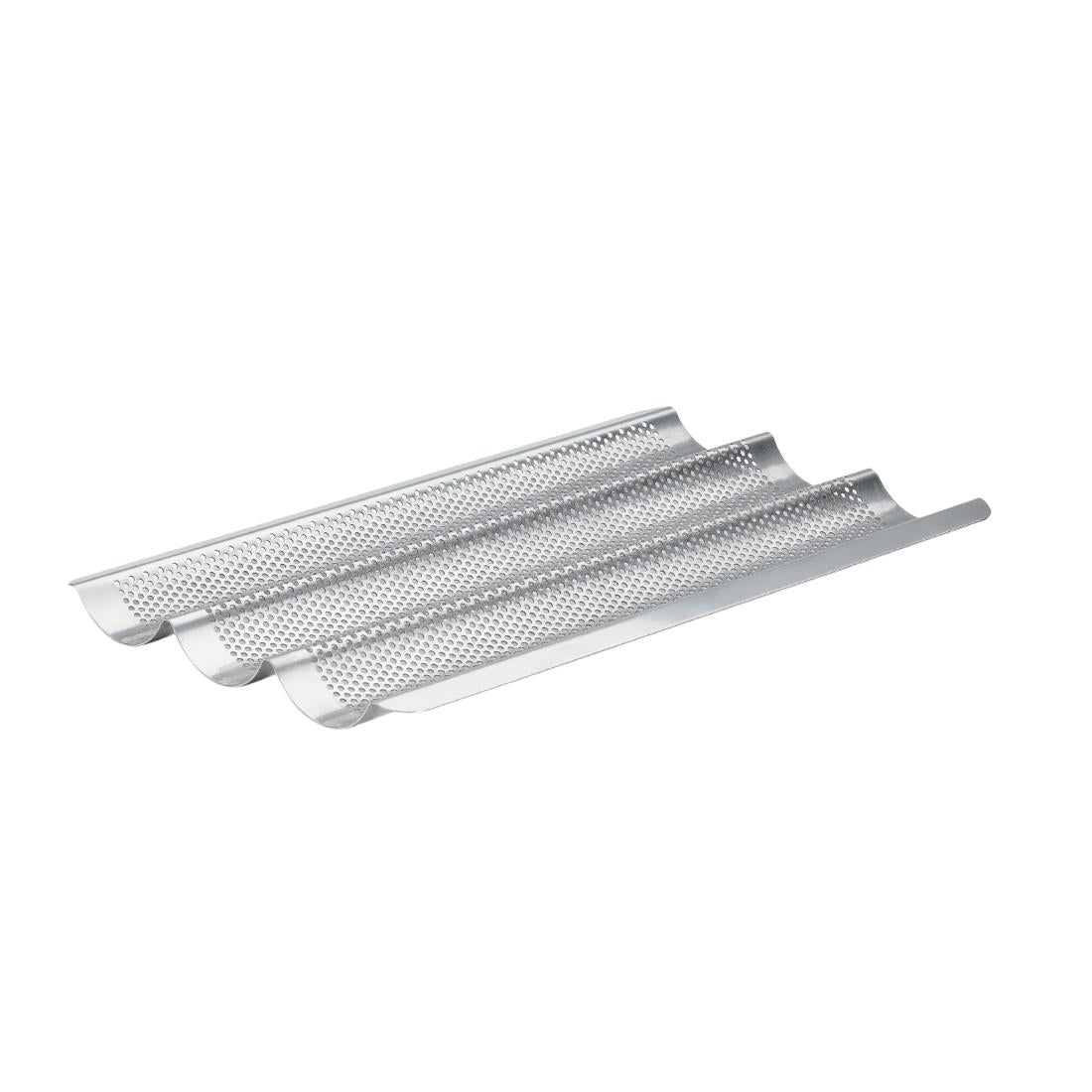 De Buyer Perforated Baguette Baking Tray Stainless Steel 245x400mm (Pack 3) - DZ727 Baking Trays, Sheets & Pans De Buyer