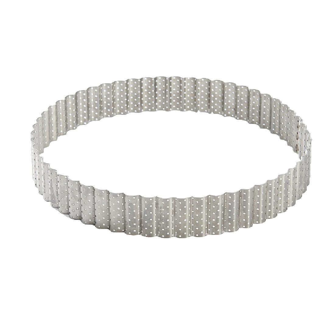 De Buyer Perforated Fluted Stainless Steel Tart Ring 200mm - DZ740 De Buyer