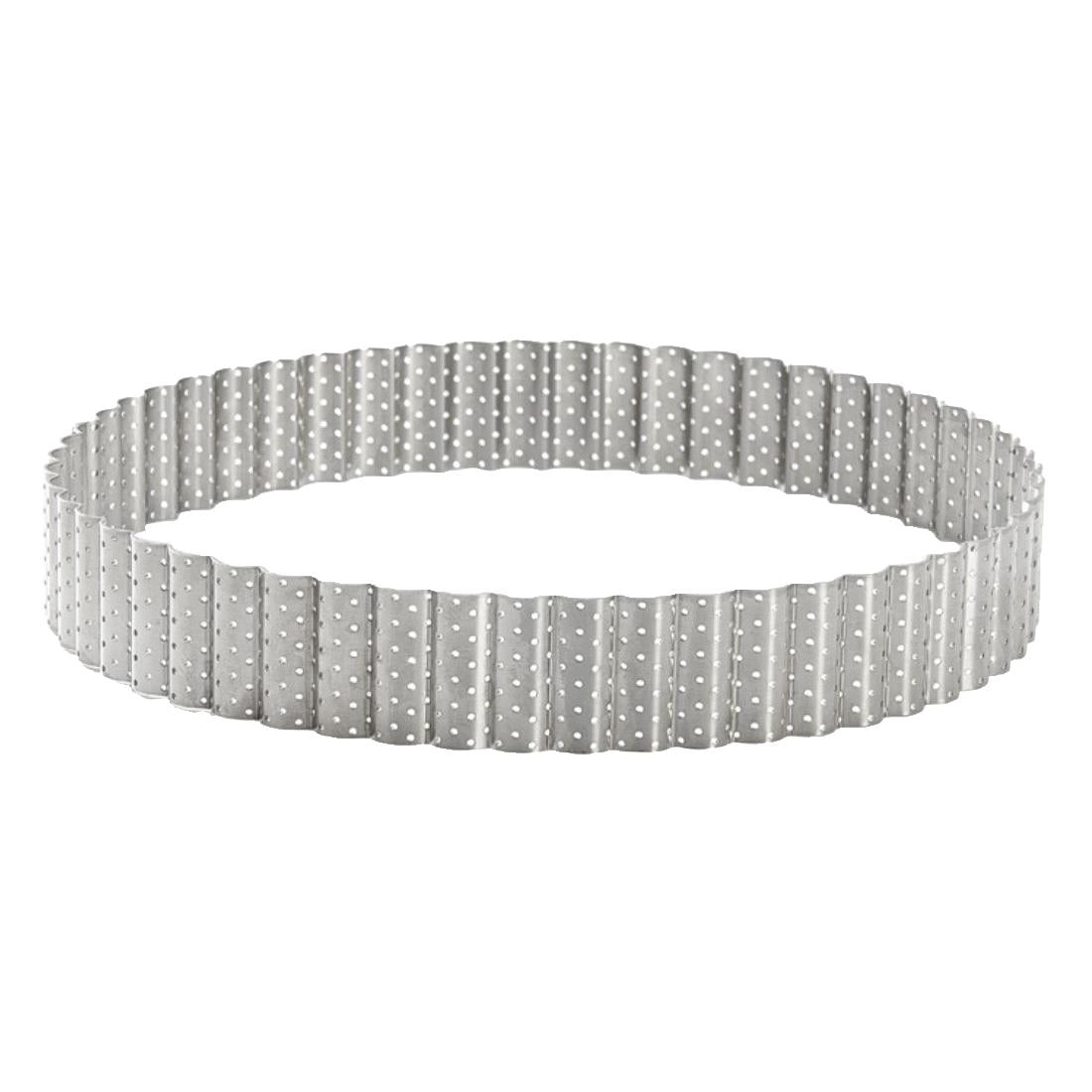 De Buyer Perforated Fluted Stainless Steel Tart Ring 200mm - DZ740 De Buyer