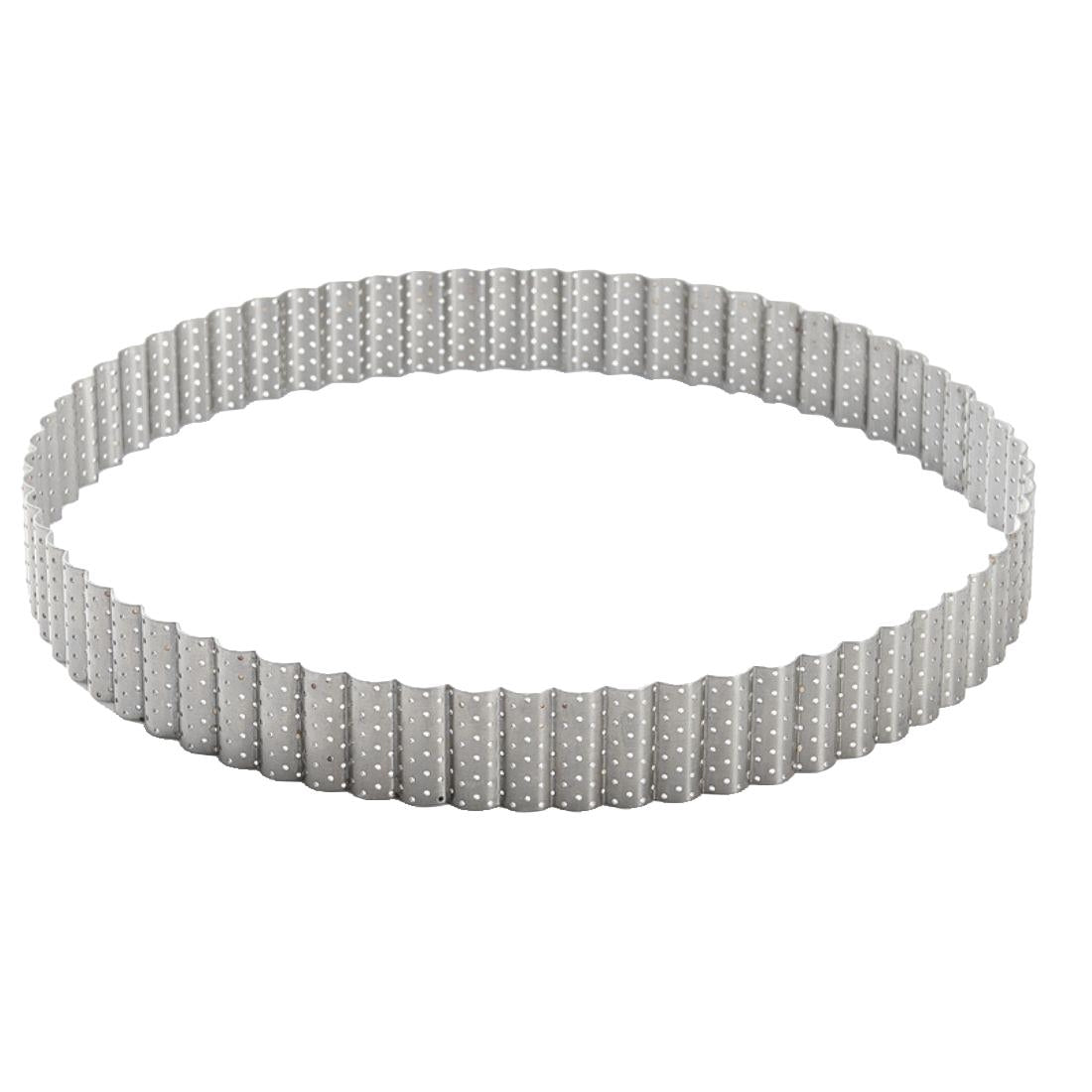 De Buyer Perforated Fluted Stainless Steel Tart Ring 240mm - DZ741 De Buyer