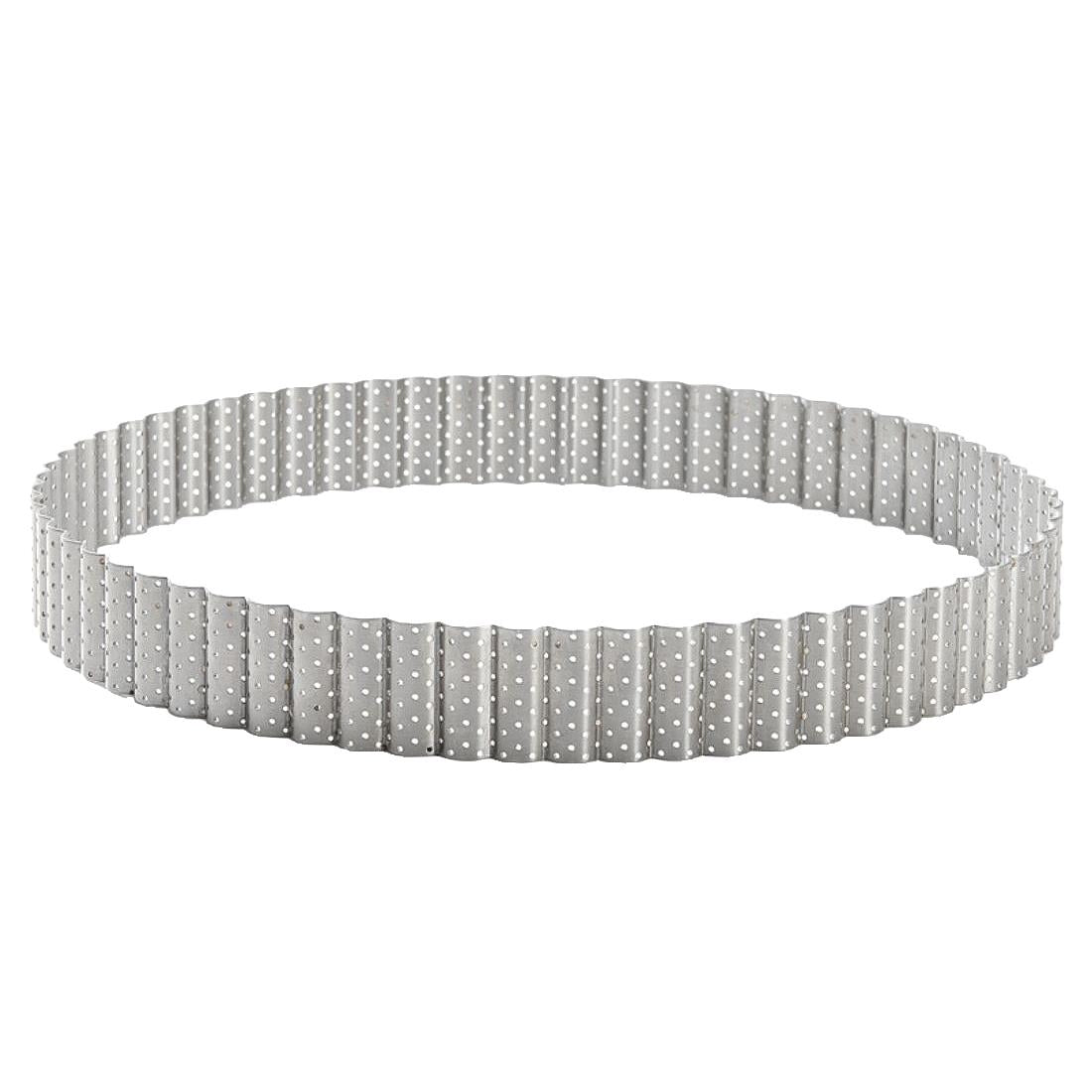 De Buyer Perforated Fluted Stainless Steel Tart Ring 240mm - DZ741 De Buyer