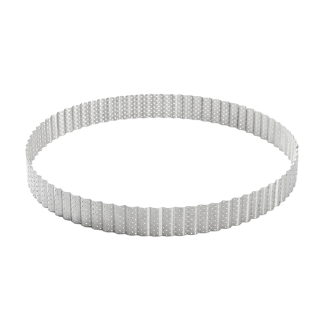 De Buyer Perforated Fluted Stainless Steel Tart Ring 280mm - DZ742 De Buyer