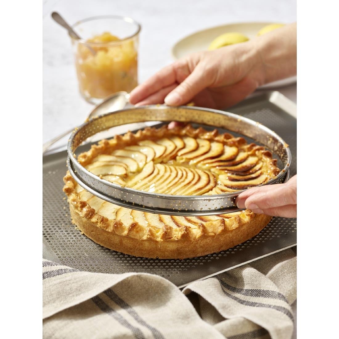 De Buyer Perforated Tart Ring Rolled Edge 220mm - DZ749 De Buyer