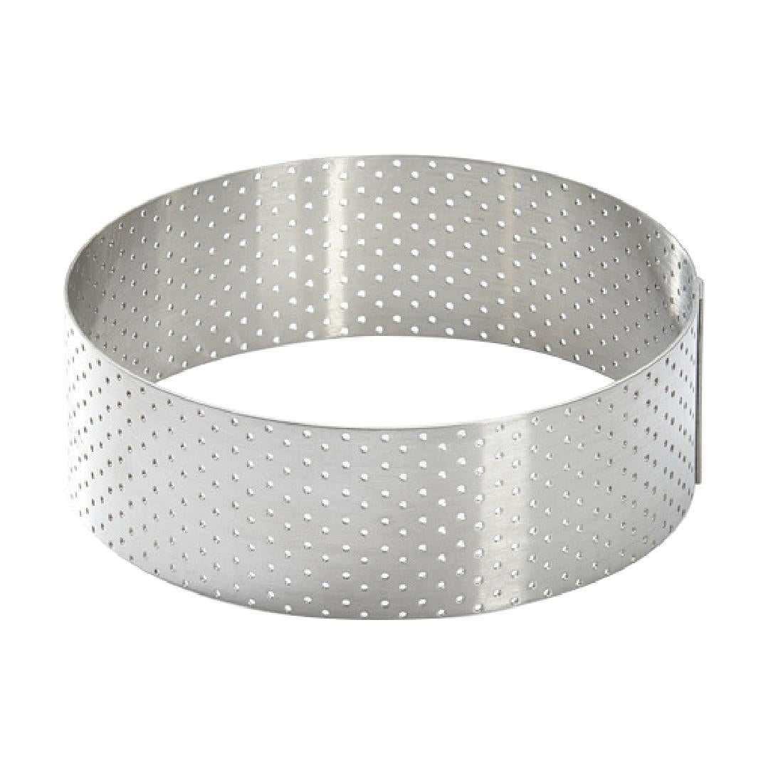 De Buyer Perforated Stainless Steel Straight Tart Ring 105x35mm - DZ757 De Buyer