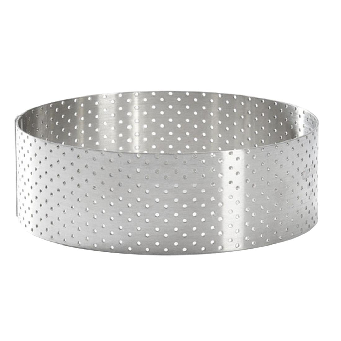 De Buyer Perforated Stainless Steel Straight Tart Ring 105x35mm - DZ757 De Buyer