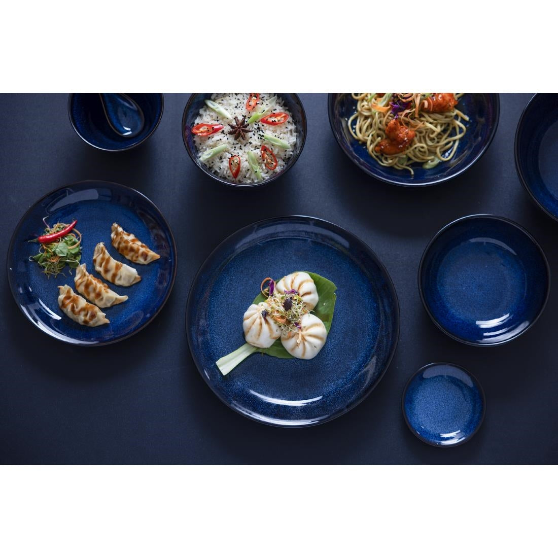 Olympia Luna Midnight Blue Footed Bowls 205mm (Pack of 4) - DZ776 Bowls Olympia