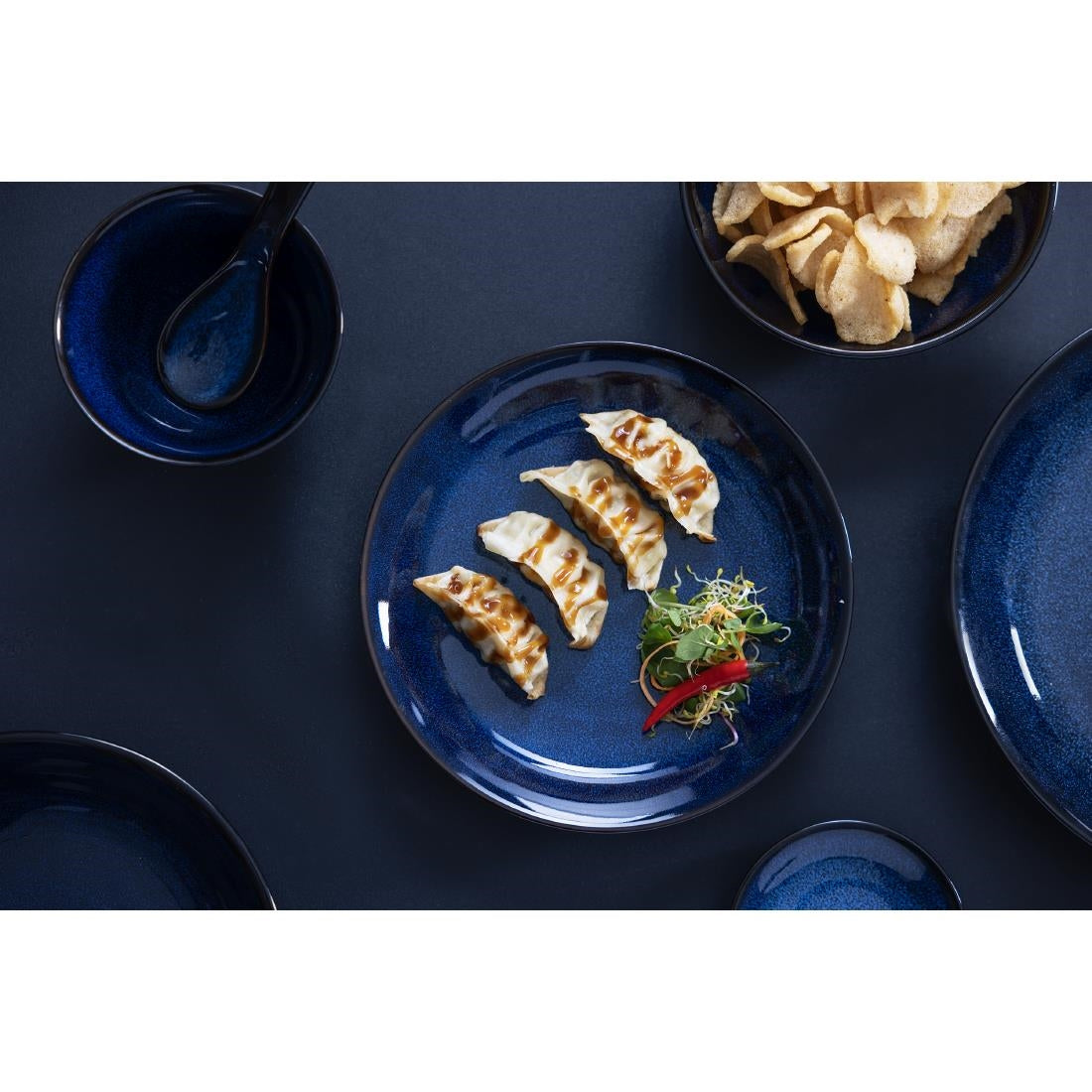 Olympia Luna Midnight Blue Soy Dishes 100mm (Pack of 12) - DZ777 Olympia Designs Olympia